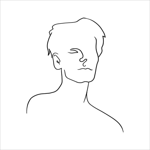 Sürekli bir insan portresi çizimi. Vektör çizgisi erkek illüstrasyonu