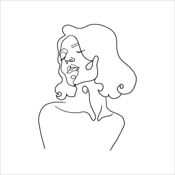 Dessin continu d'une ligne de beau portrait de femmes. Illustration vectorielle ligne art féminin — Image vectorielle