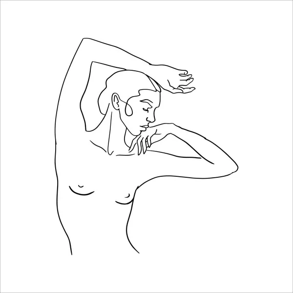 Devamlı bir kadın vücudu çizimi. Vektör çizgisi kadın illüstrasyonu
