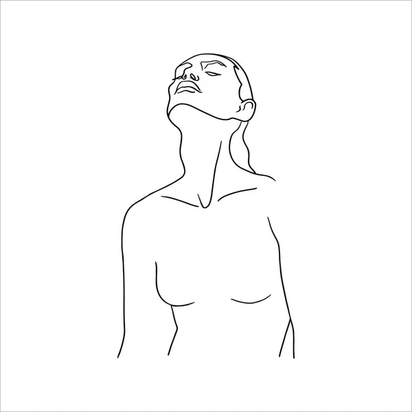 女性身体的连续单线绘图.矢量线艺术女性插图 — 图库矢量图片