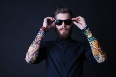 dhipster portrait with black backround clipart