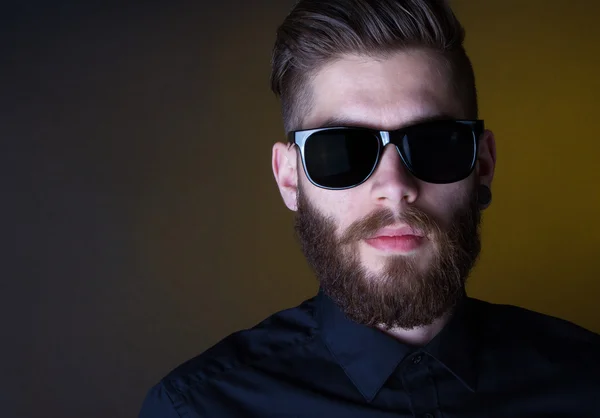 Dhipster portrait with black backround — Stock Photo, Image