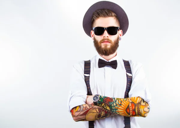 Porträtt av en elegant hipster — Stockfoto