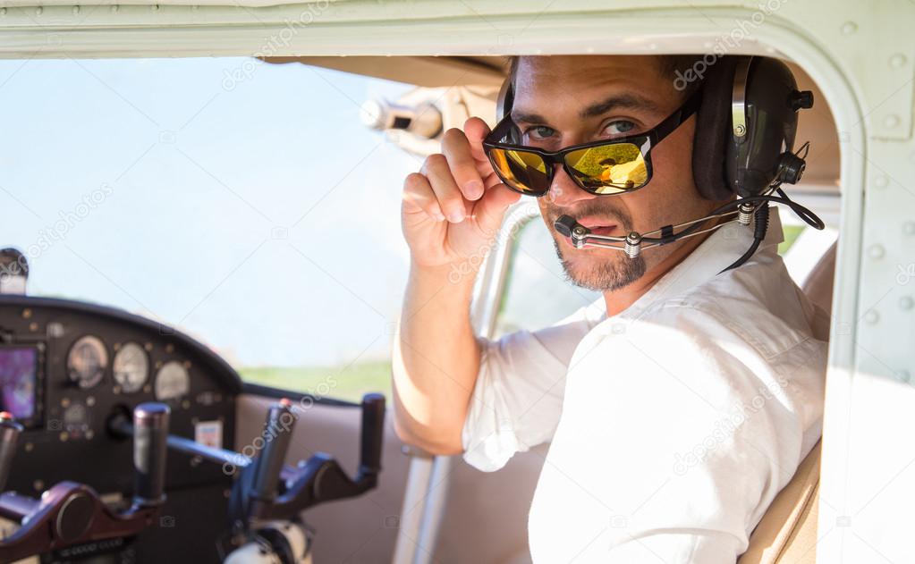 sexy pilot in the plane