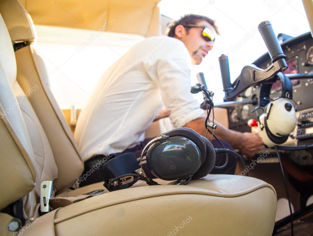 sexy pilot in the plane