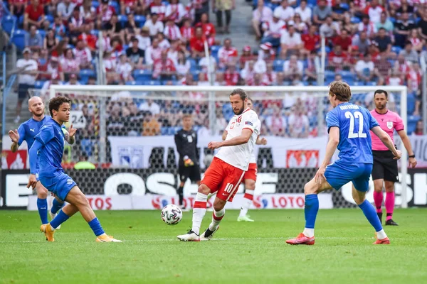 Poznan Polsko Června2021 Přátelský Fotbalový Zápas Polsko Island2 Akci Grzegorz — Stock fotografie