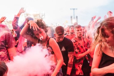 KOSTRZYN NAD ODRA, POLAND - 1 AĞUSTOS 2019 Pol 'and' Rock Festivali.