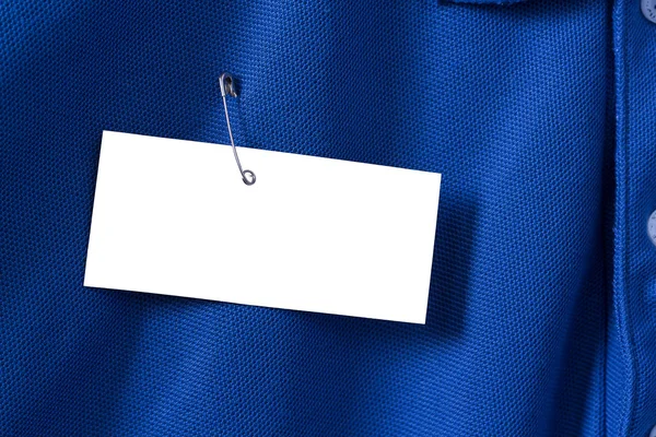 Etiqueta de Libro Blanco o Etiqueta en Camisa Azul —  Fotos de Stock