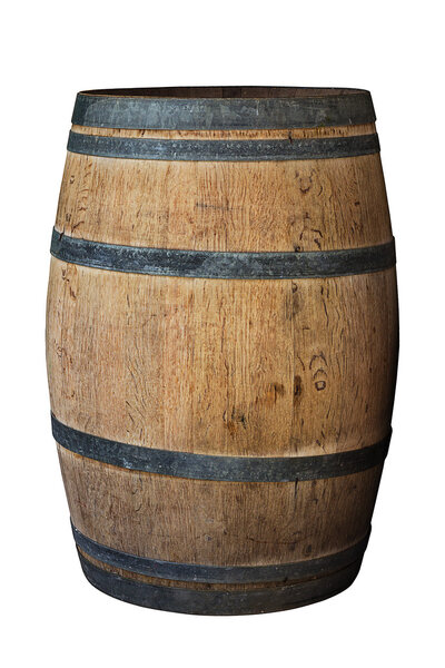 Wood Barrel on White Background