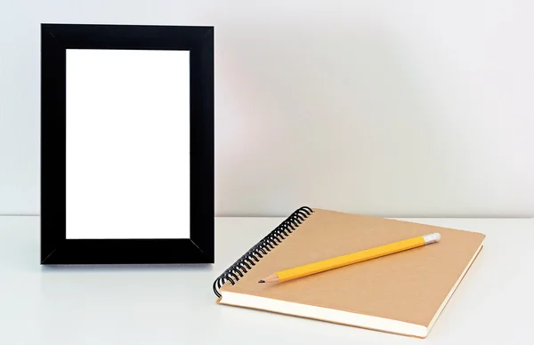 Bureaublad Frame en Notebook — Stockfoto