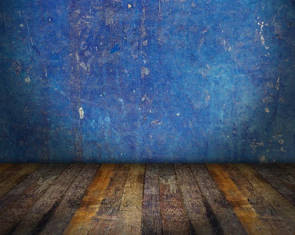 Habitación interior Grunge azul — Foto de Stock