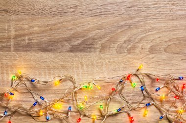 Noel ışık ahşap arka plan üzerinde