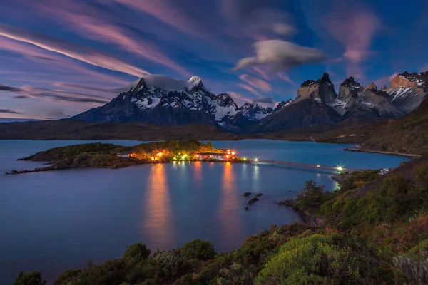 Lago Pehoe nationalparken Torres del Paine i södra Chile — Stockfoto