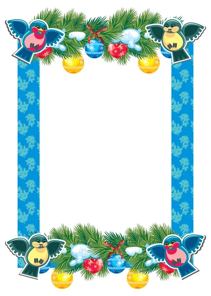 Christmas frame with birds — Stock Vector