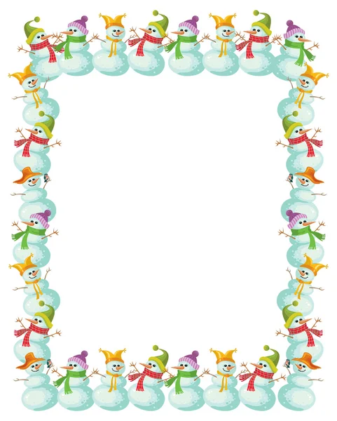 Christmas frame with snowmen — Stock Vector