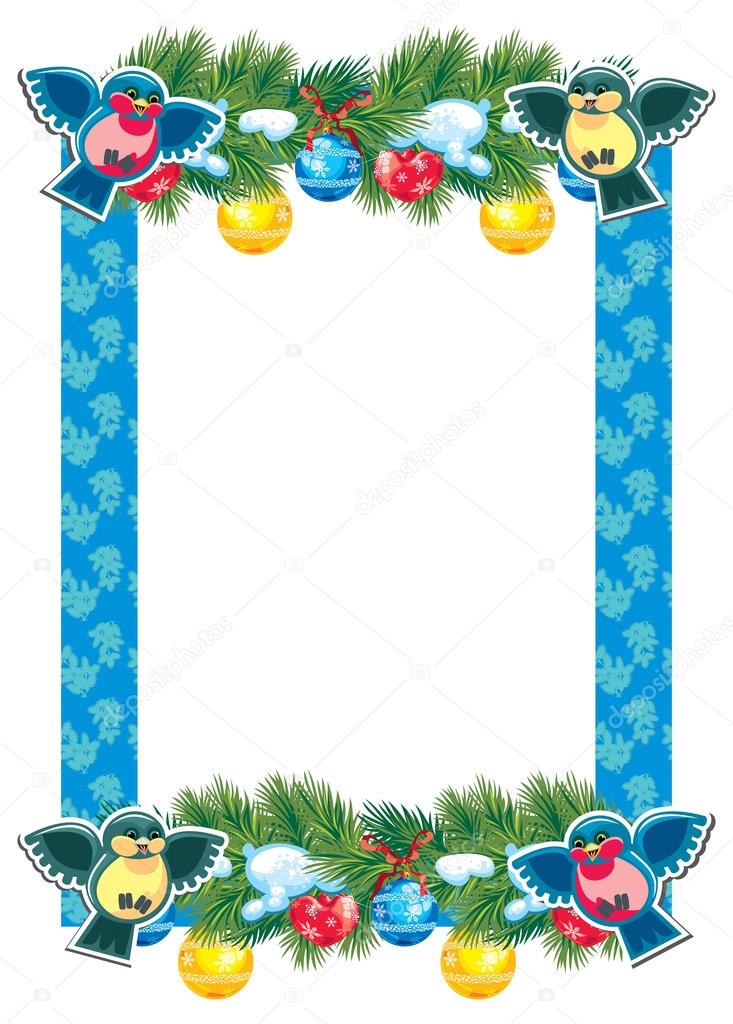 Christmas frame with birds