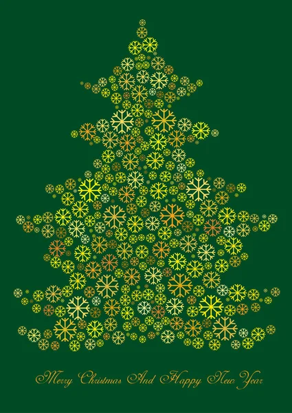 Illustration vectorielle couleur de l'arbre de Noël en flocons de neige — Image vectorielle