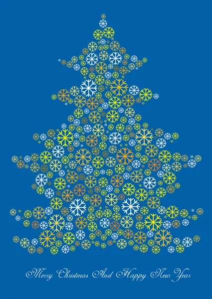 Illustrazione vettoriale a colori dell'albero di Natale fatto di fiocchi di neve — Vettoriale Stock