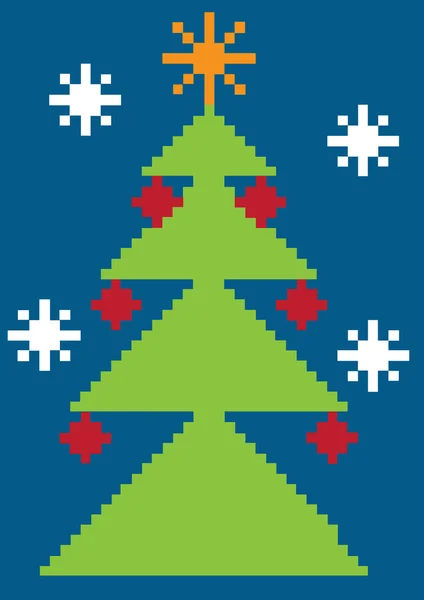 Kleur vectorillustratie met digitale kerstboom — Stockvector