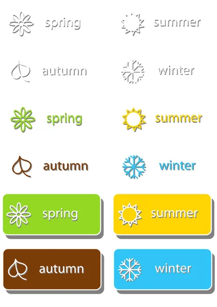 Jeu d'étiquettes avec symboles de saisons — Image vectorielle