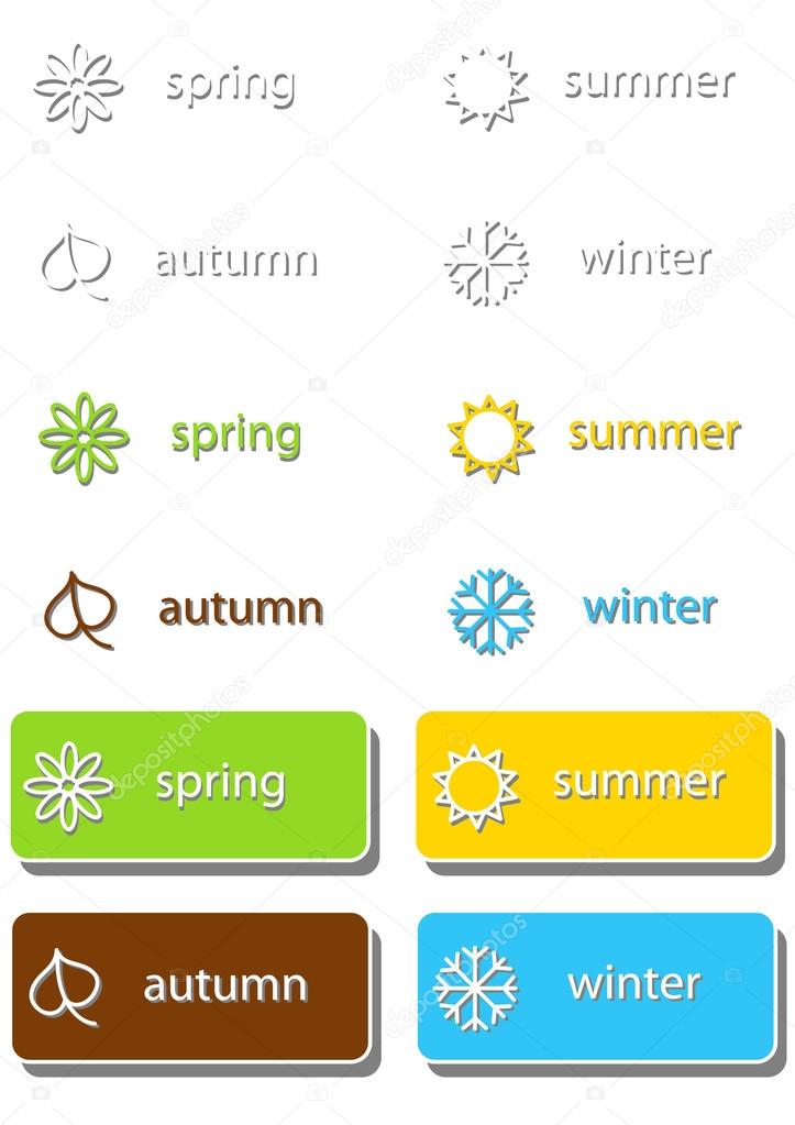 Set of labels with seasons symbols