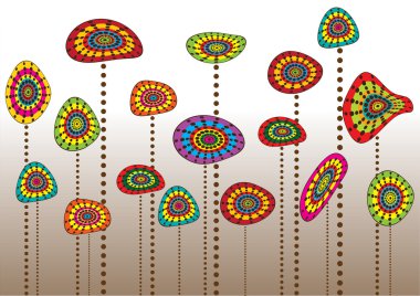 retro renkli çiçekler