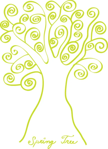 Árbol de primavera en silueta — Vector de stock