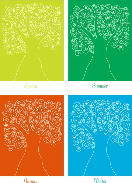 Conjunto de árboles coloridos — Vector de stock