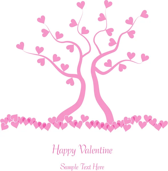 Tree and hearts in silhouette — Stock Vector