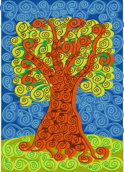 Fondo con árbol colorido — Archivo Imágenes Vectoriales