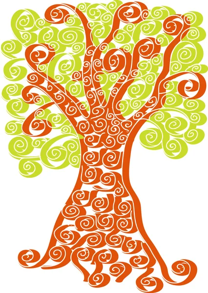 Fond avec arbre en silhouette — Image vectorielle