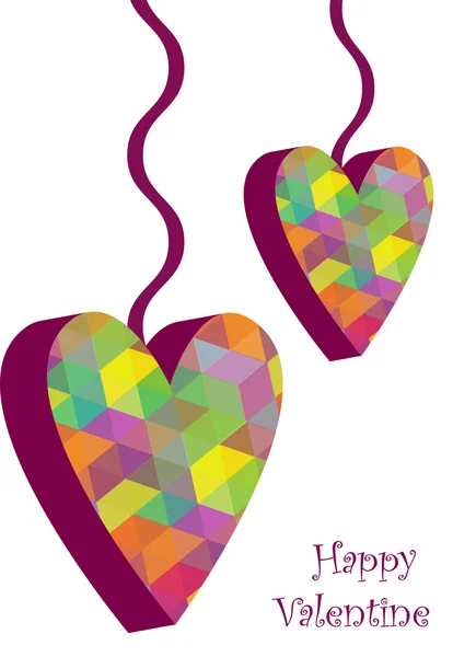Dvě rozměrné barevné srdce — Stockový vektor