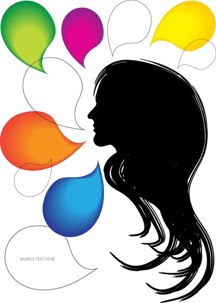 Vrouw profiel en spraak bubbels — Stockvector