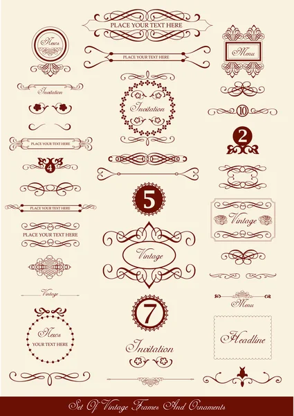 Set of vintage frames and icons — Stock Vector