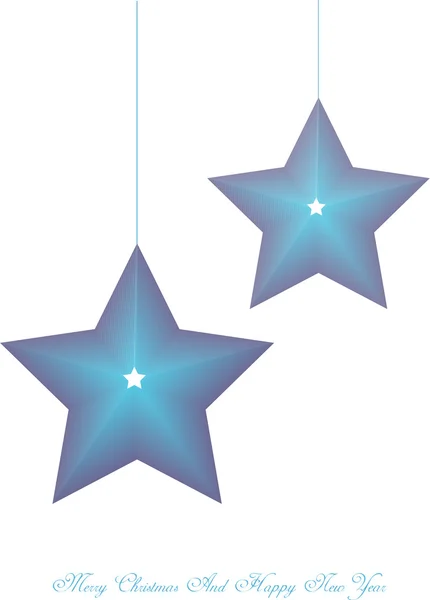Kerstkaart met twee sterren — Stockvector