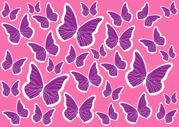 Vintage butterflies silhouettes illustration — Stock Vector