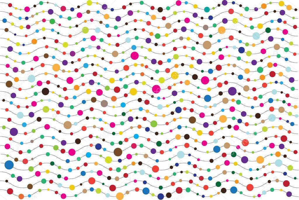 Color polka dots and vawes background