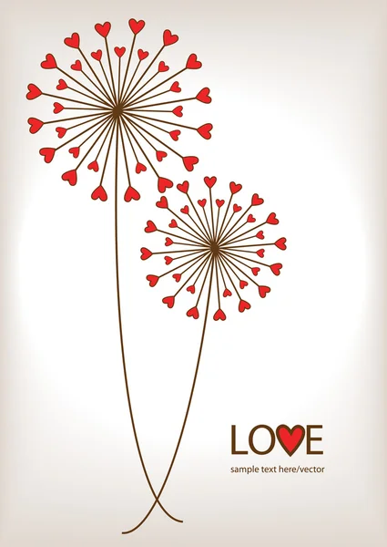 Dandelions with hearts — Stock Vector