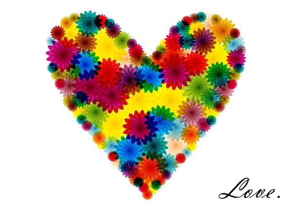 Color vector bright flowers heart — Stock Vector