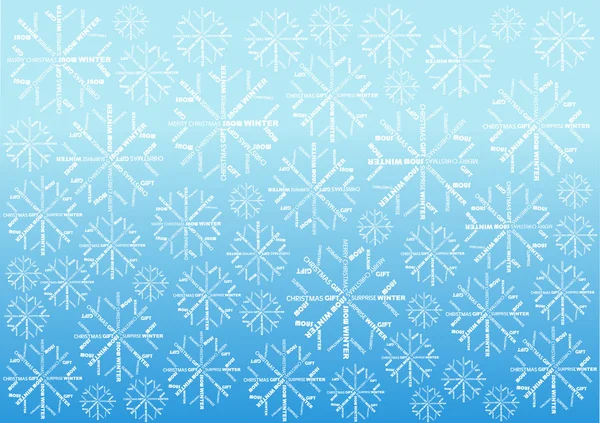 Fondo de pantalla de Navidad con copos de nieve de palabras — Archivo Imágenes Vectoriales