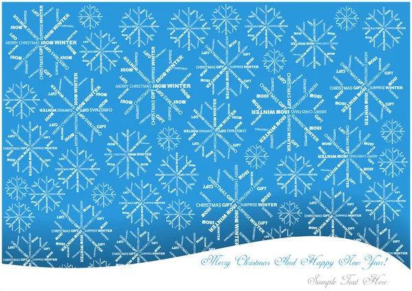 Fondo de pantalla de Navidad con copos de nieve de palabras — Vector de stock