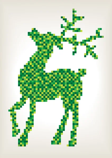 Mosaic tiles christmas reindeer silhouette — Stock Vector