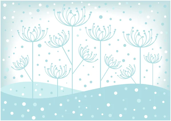 Escena de invierno con nieve y plantas — Vector de stock