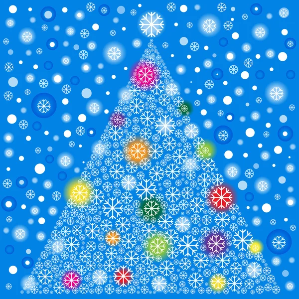 Snöflingor och julgran — Stock vektor