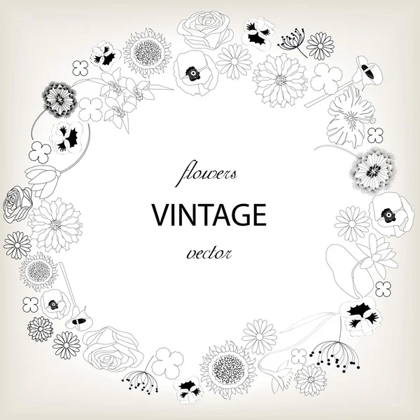 Vintage flowers frame — Stock Vector
