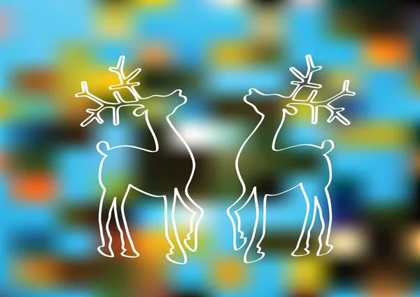 Reindeer silhouettes on bokeh background — Stock Vector