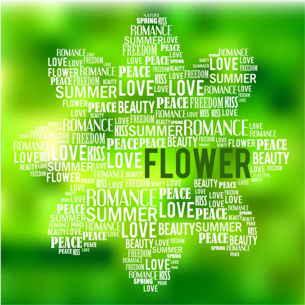 Silhouette florale de mots — Image vectorielle