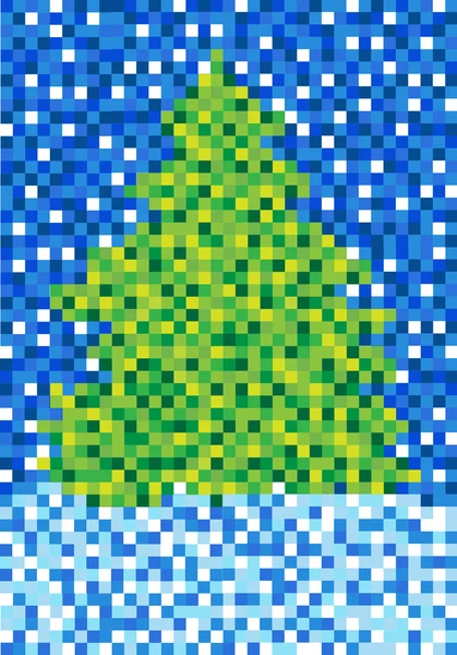 Weihnachten Illustration von Pixeln Baum — Stockvektor