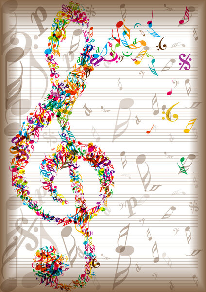bright clef made of music elements