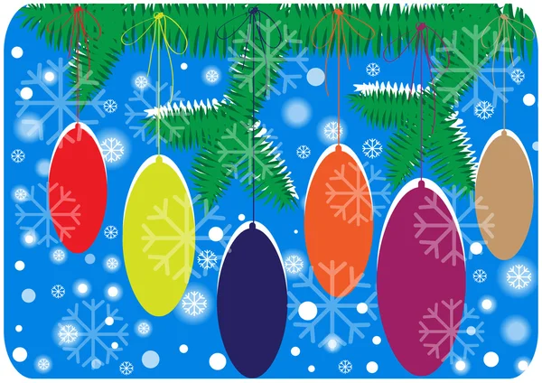 Arbre de Noël avec boules suspendues — Image vectorielle